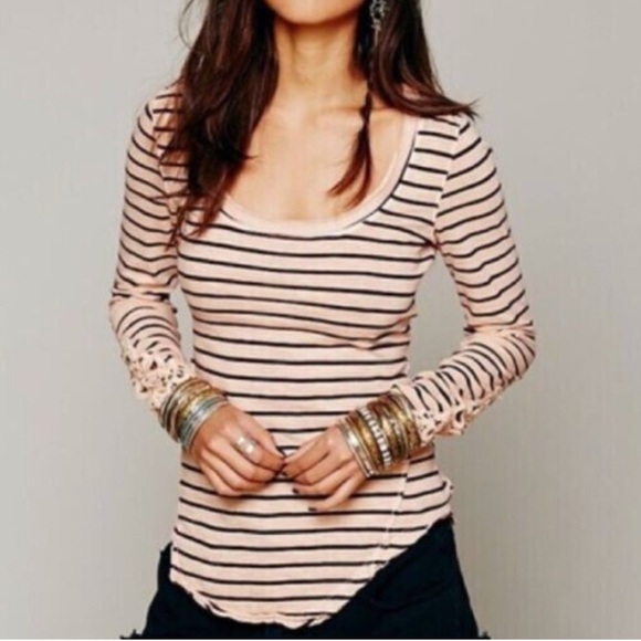 Free People Hard Candy Striped Henley, Sz M - Picture 2 of 5